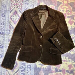 Theory Blazer Jacket Long Sleeves Notch Lapel Lined Pockets Corduroy In Brown